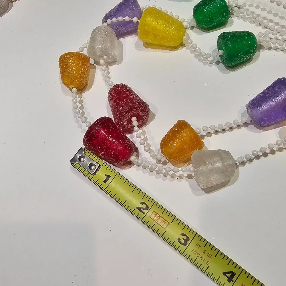 VTG Sugared‎ Gumdrop Christmas Garland Red Green White Purple Yellow 32 Feet